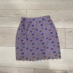 Purple Butterfly Print Skirt